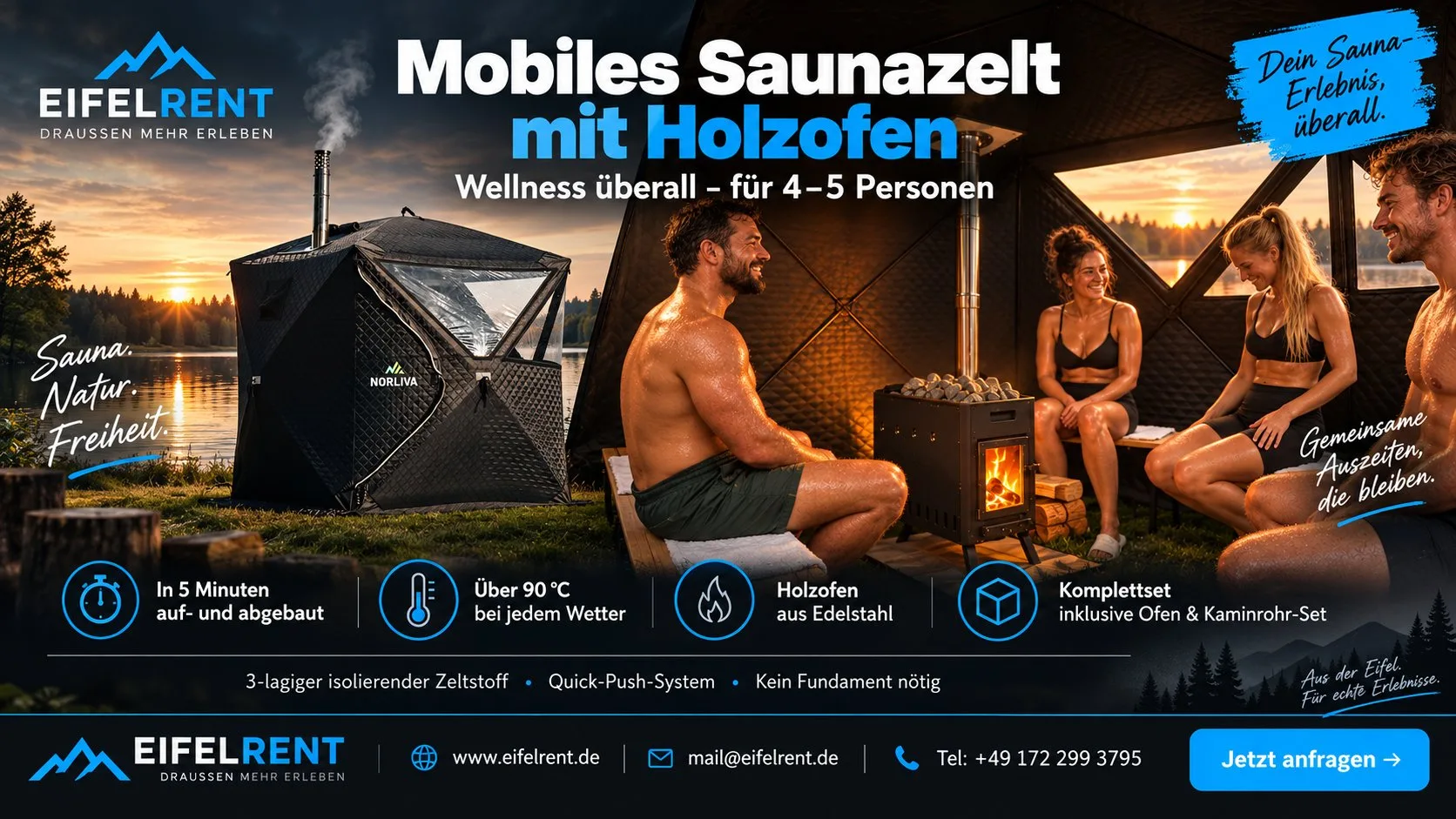 Mobiles Saunazelt für bis zu 5 Personen